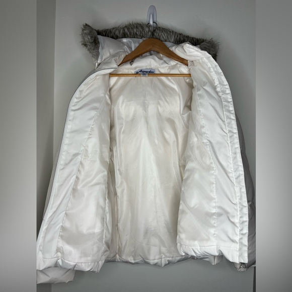 Vintage The Company Store Down Puffer Jacket Ski Coat Womens Size XL White Hood - Picture 9 of 14